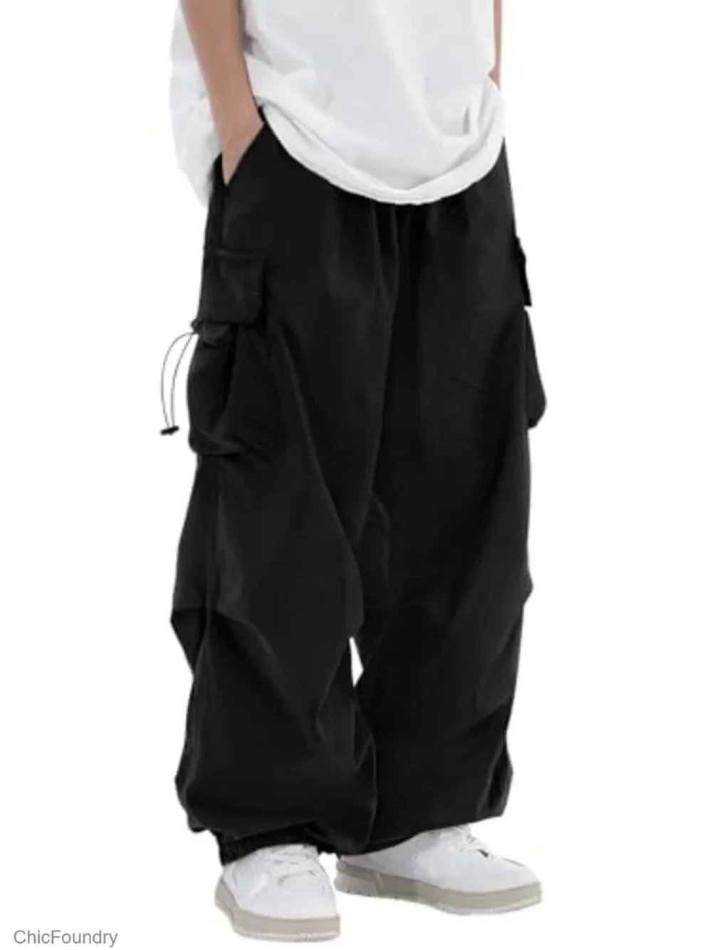 Men's Baggy Cargo Pants Loose Fit Casual Parachute Joggers Sweatpants
